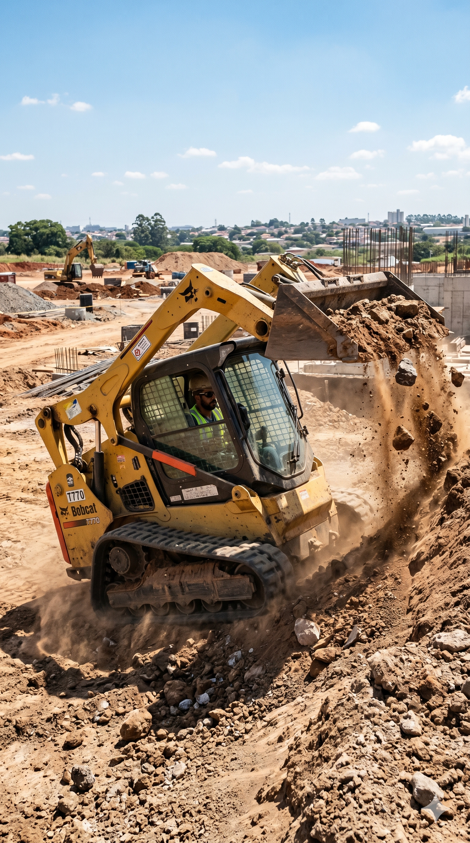Minicarregadeira Bobcat em operação